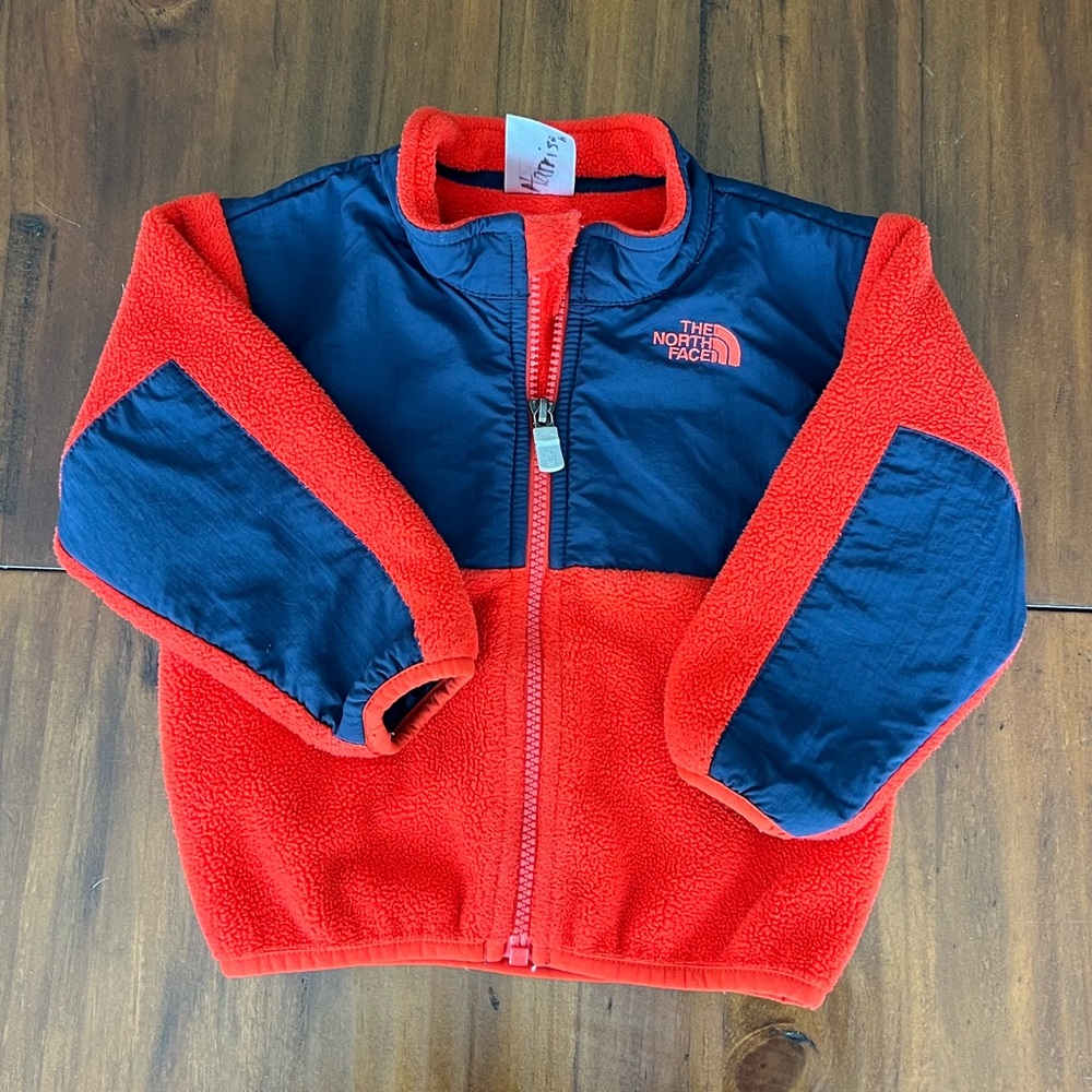 The North Face Blue and Red Fleece Denali Jacket toddler 12-18 months